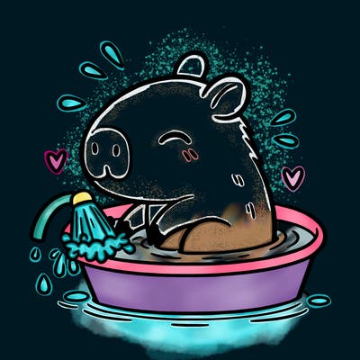 capybara taking a bath