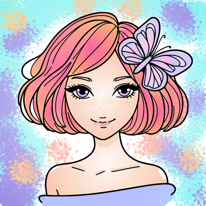 woman with butterfly short hair