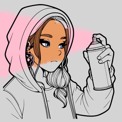 a realistic girl, spray painting