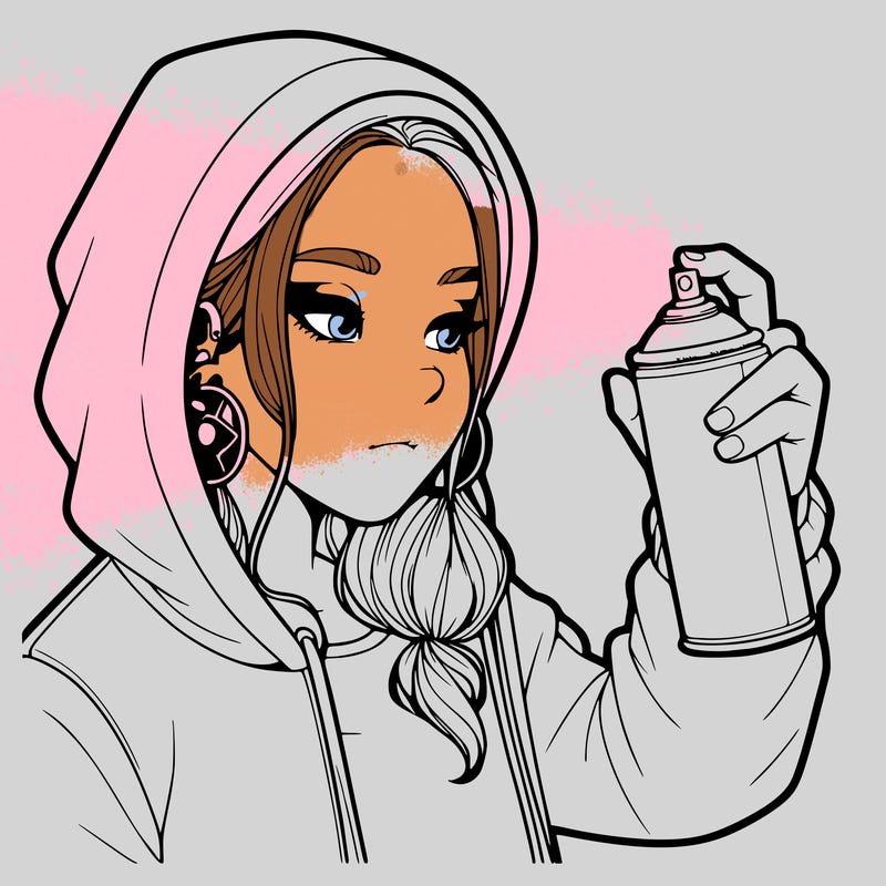 a realistic girl, spray painting