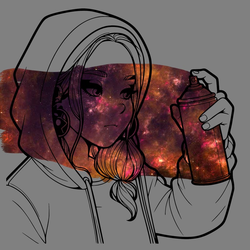 a realistic girl, spray painting