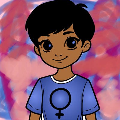 girl with pixie cut and feminist shirt