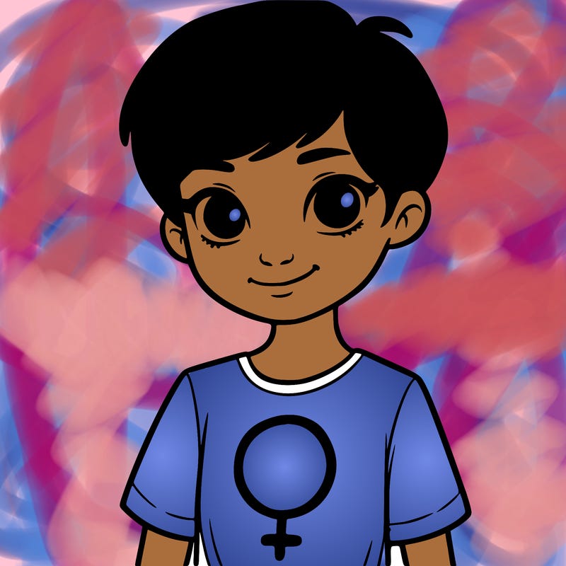 girl with pixie cut and feminist shirt