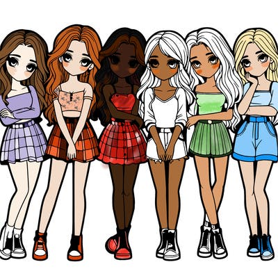 a group of girls realistic