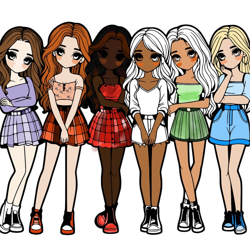 a group of girls realistic