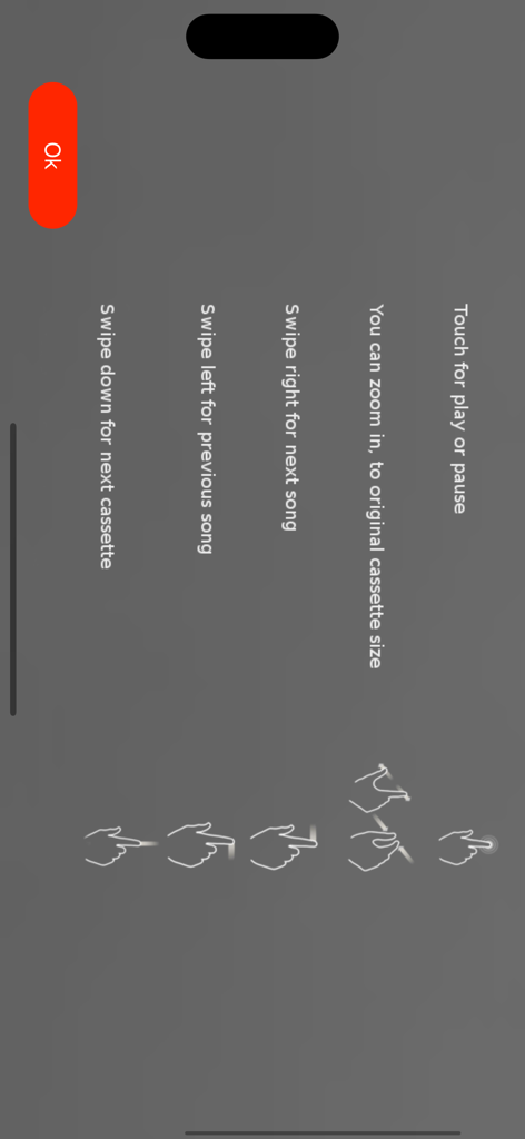 Tape - Gesture instructions for the Tape cassette player app.