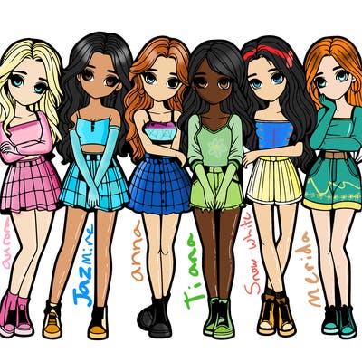 a group of girls realistic