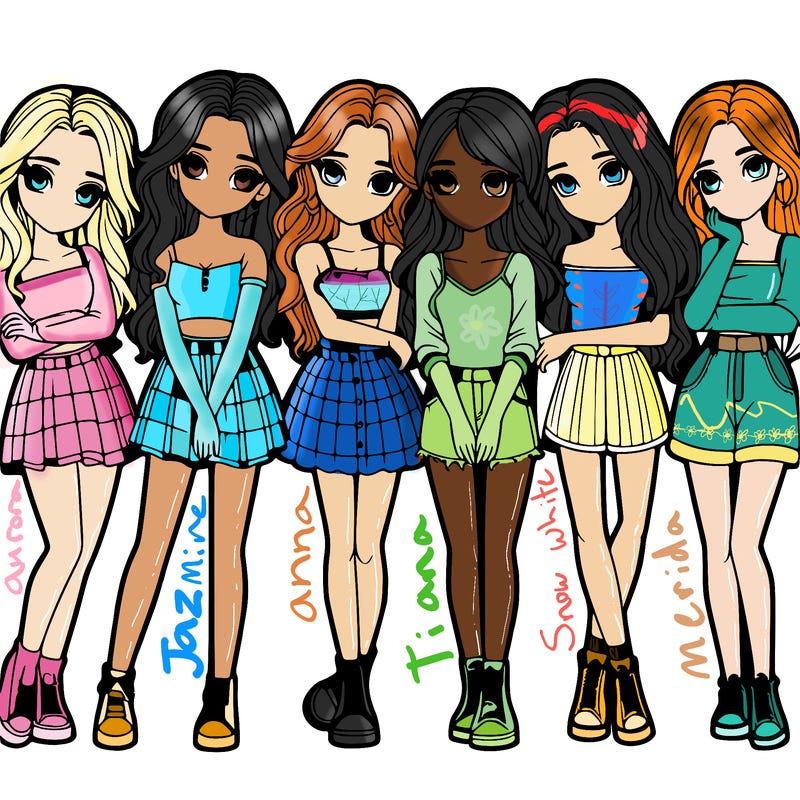 a group of girls realistic