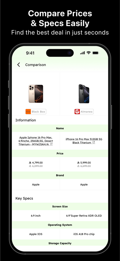 Rakhys: KSA Electronics Deals - A side by side comparison of smartphone prices and technical specifications from different retailers in Saudi Arabia