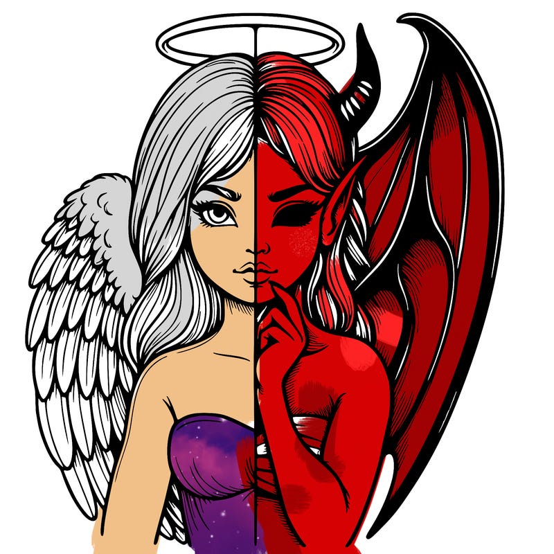 realistic angel half demon