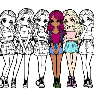 a group of girls realistic