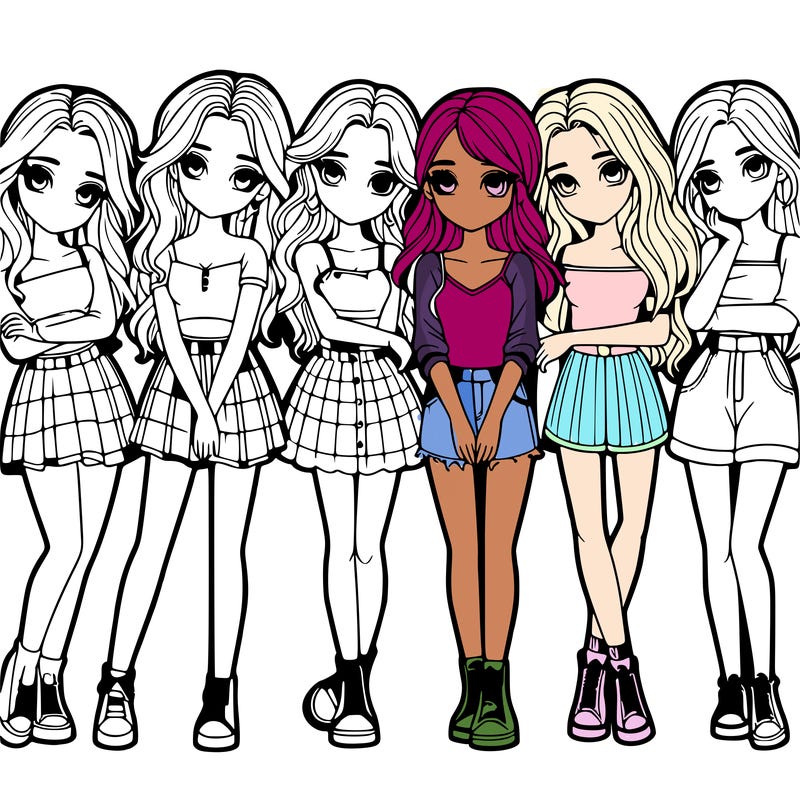 a group of girls realistic