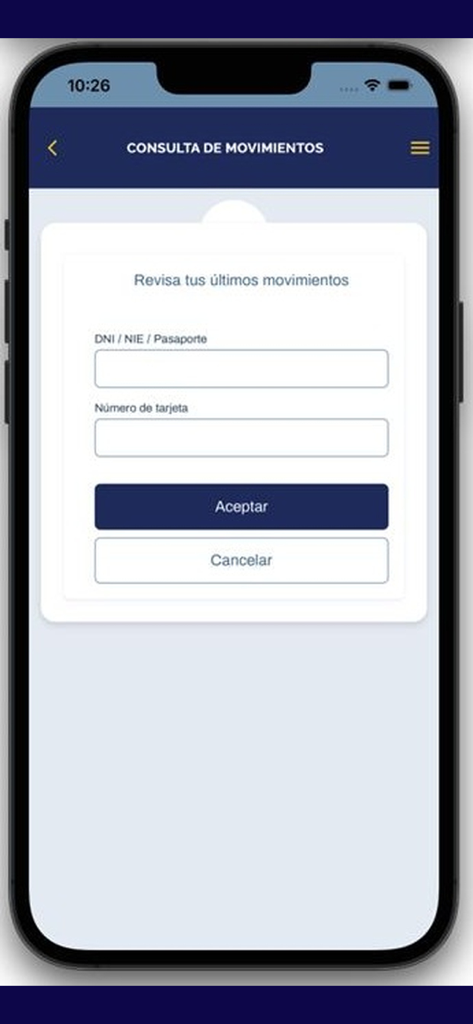 AUTGC - Interfaz de la aplicación AUTGC para consultar el historial de transacciones de la tarjeta de transporte con campos de ID y número de tarjeta.