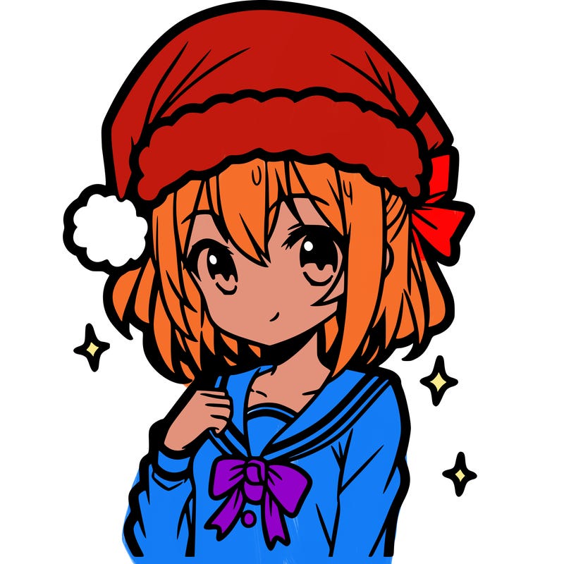 anime girl wearing a santa hat