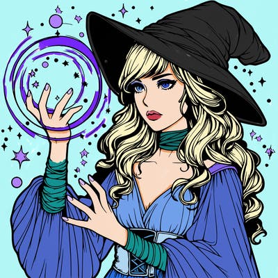 realistic women sorcerer using magic