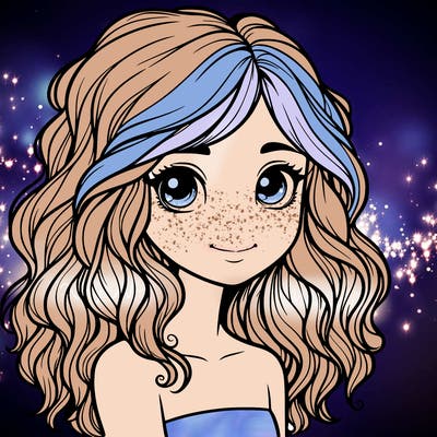 realistic girl with wavy hair