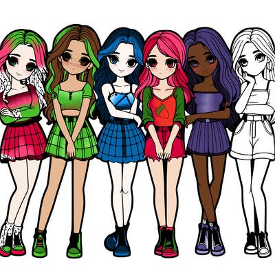 a group of girls realistic