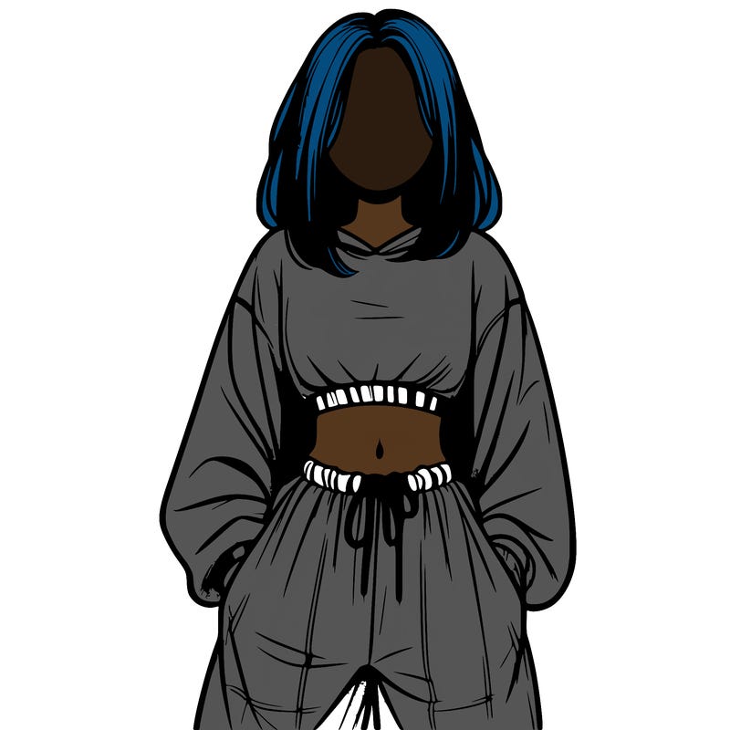 realistic girl faceless with baggy pants and a crop top