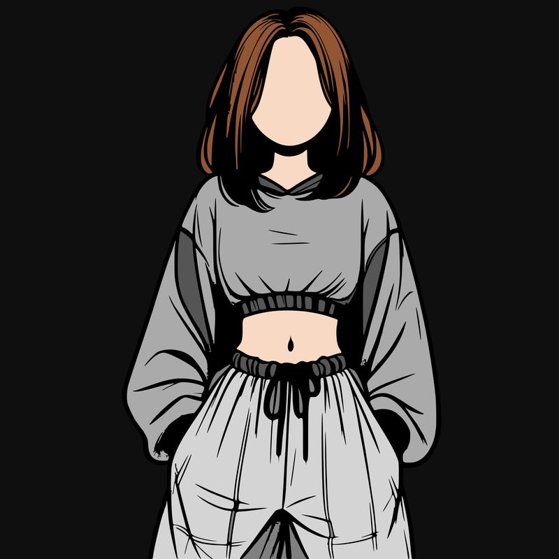 realistic girl faceless with baggy pants and a crop top