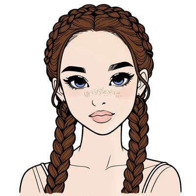 realistic girl with braids