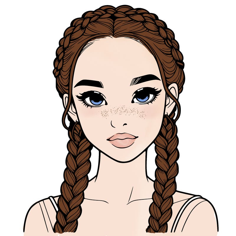realistic girl with braids