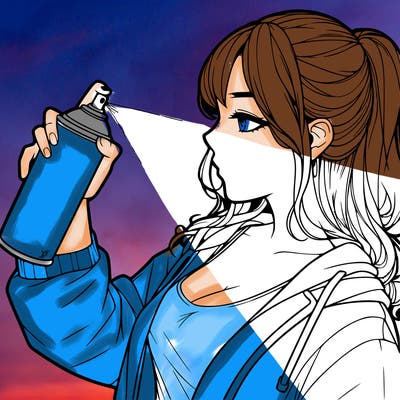 a realistic girl spray, painting