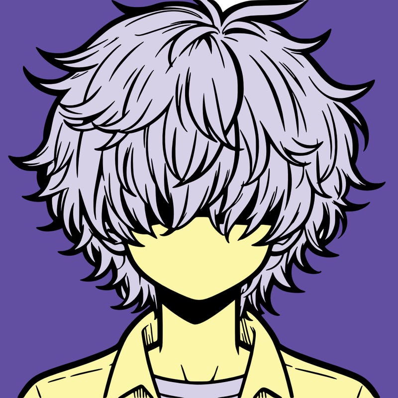 manga boy fluffy hair covering his eyes