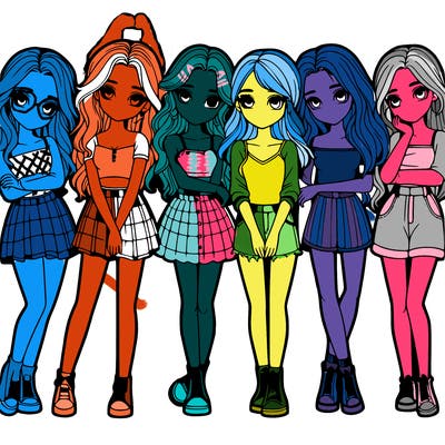 a group of girls realistic