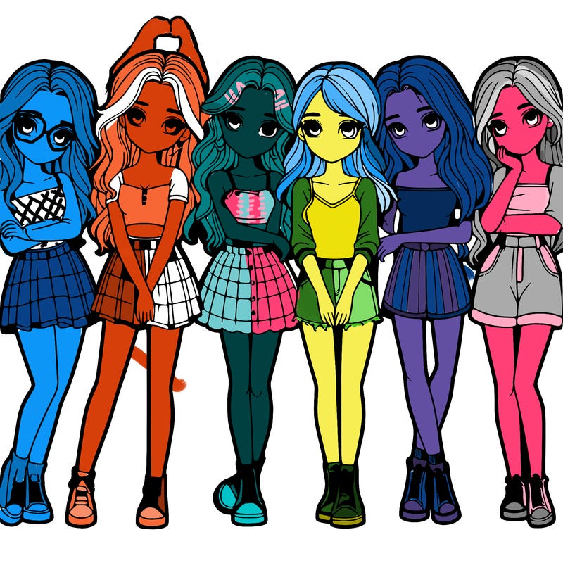 a group of girls realistic