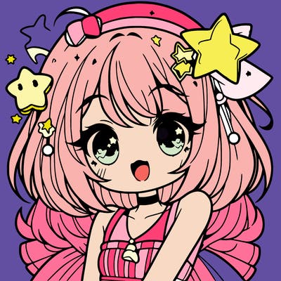 cute anime girl with star accessories