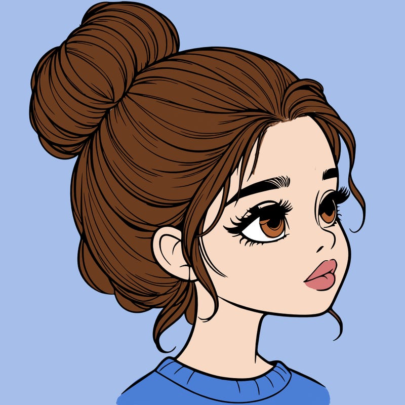 realistic girl with bun