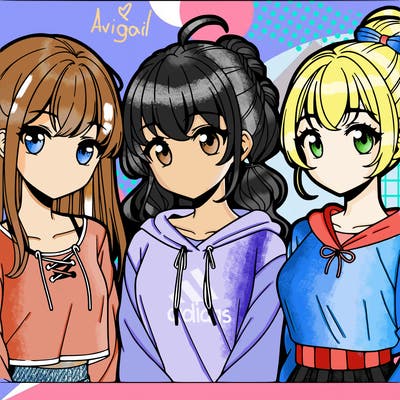 three girls anime