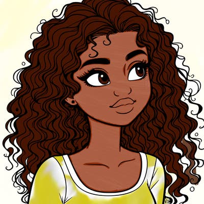 realistic girl with curly hair