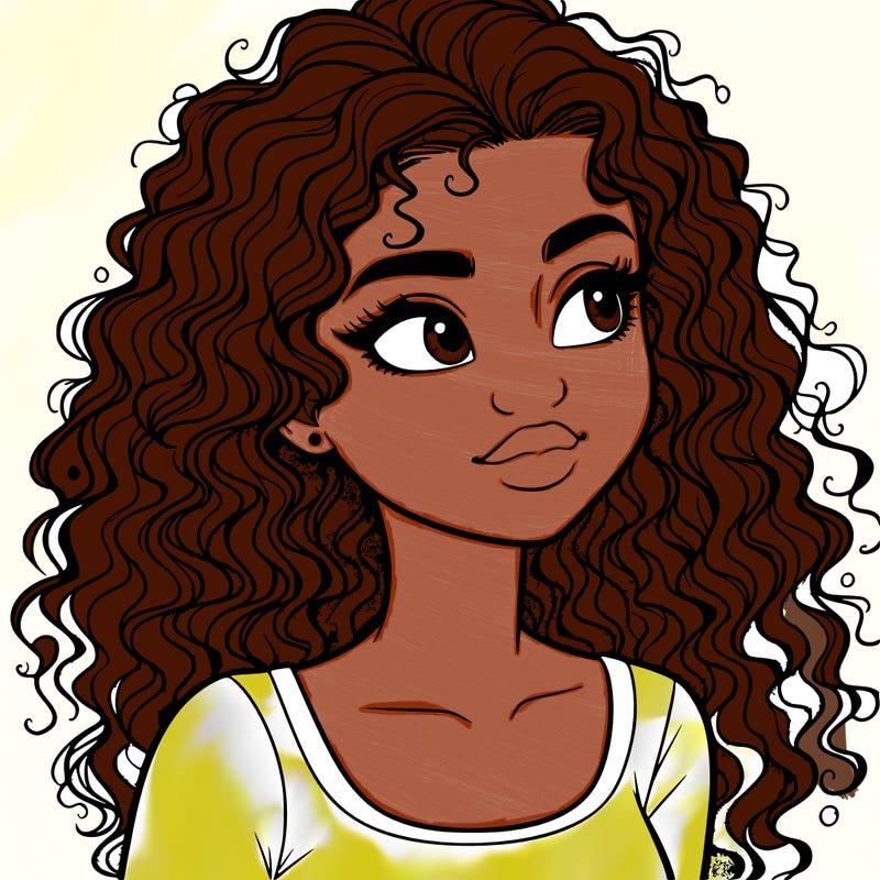 realistic girl with curly hair