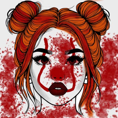 realistic girl with two buns on her hair and lips