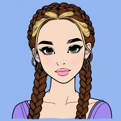 realistic girl with braids