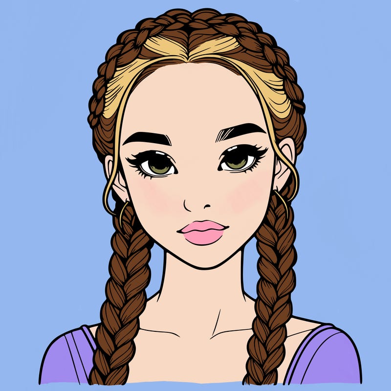 realistic girl with braids