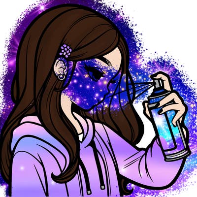 a realistic girl spray painting