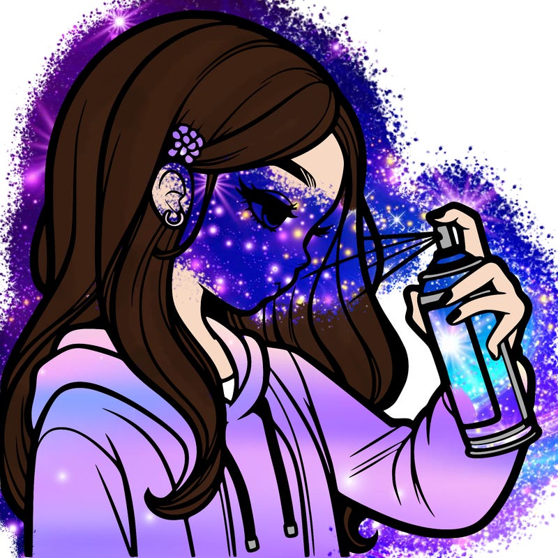 a realistic girl spray painting