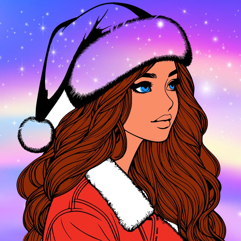 realistic girl in santa hat
