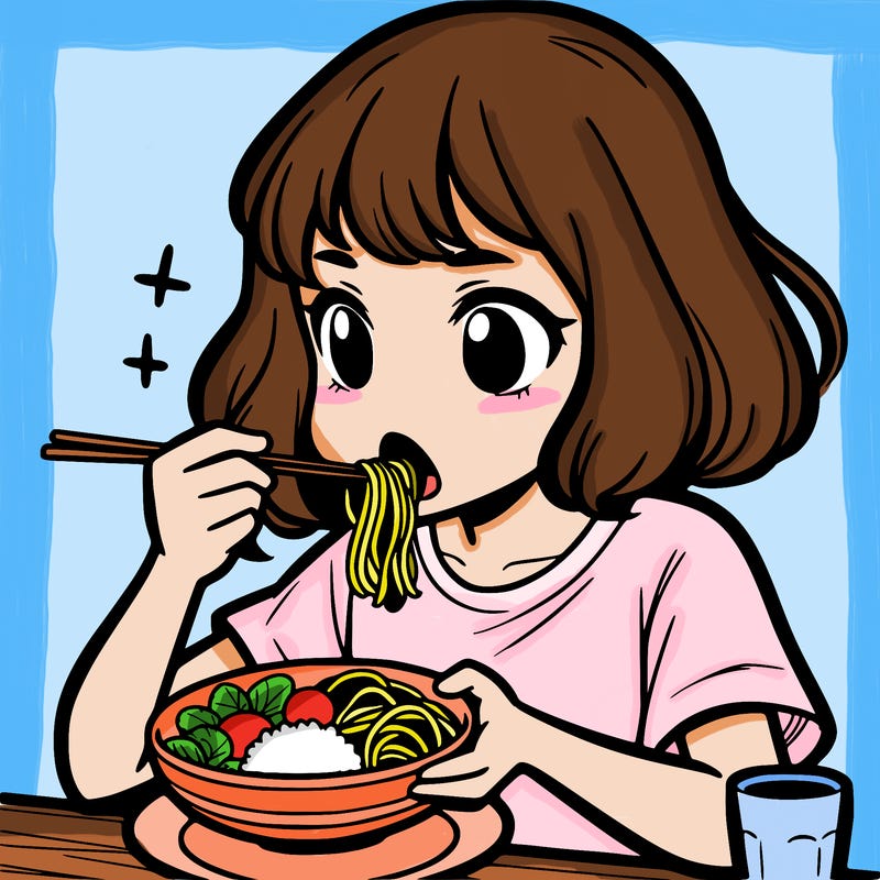 a girl eating food