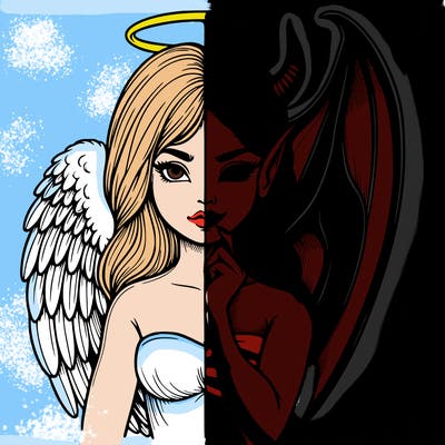 realistic angel half demon