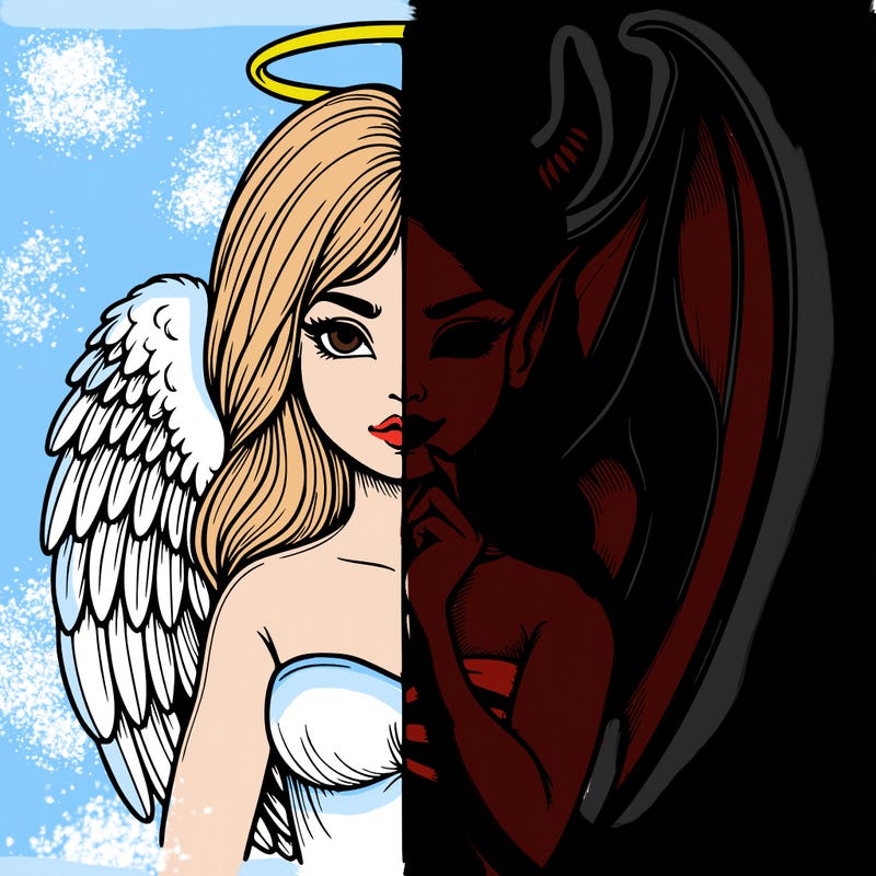 realistic angel half demon