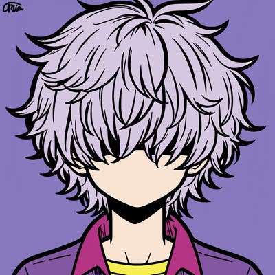 manga boy fluffy hair covering his eyes