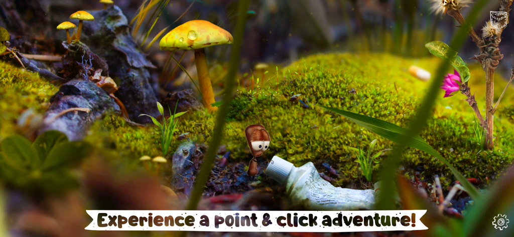 AntVentor Lite gameplay featuring an ant in a photorealistic macroworld point and click quest