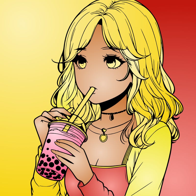 realistic girl drinking boba tea