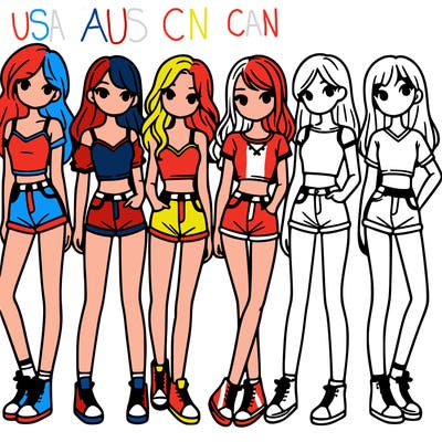 a group of girls wearing crop tops and shorts