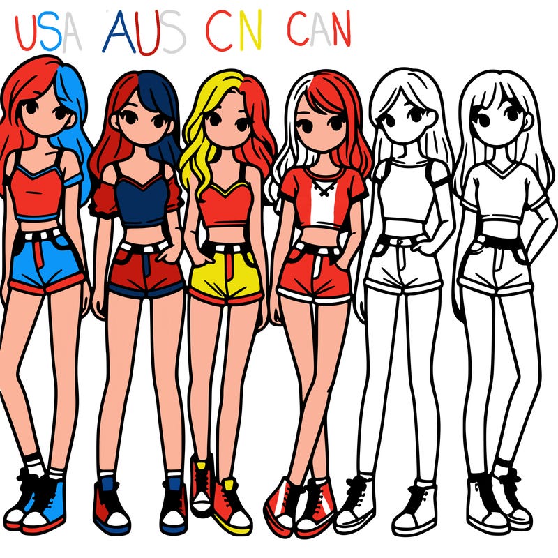 a group of girls wearing crop tops and shorts