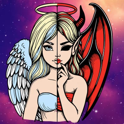 realistic angel half demon