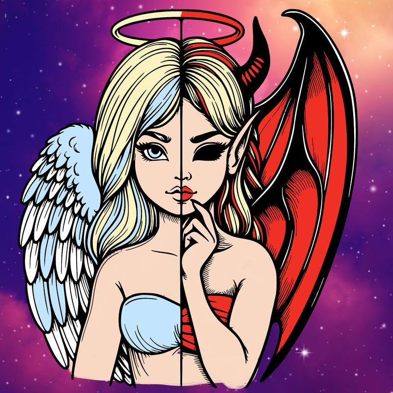 realistic angel half demon